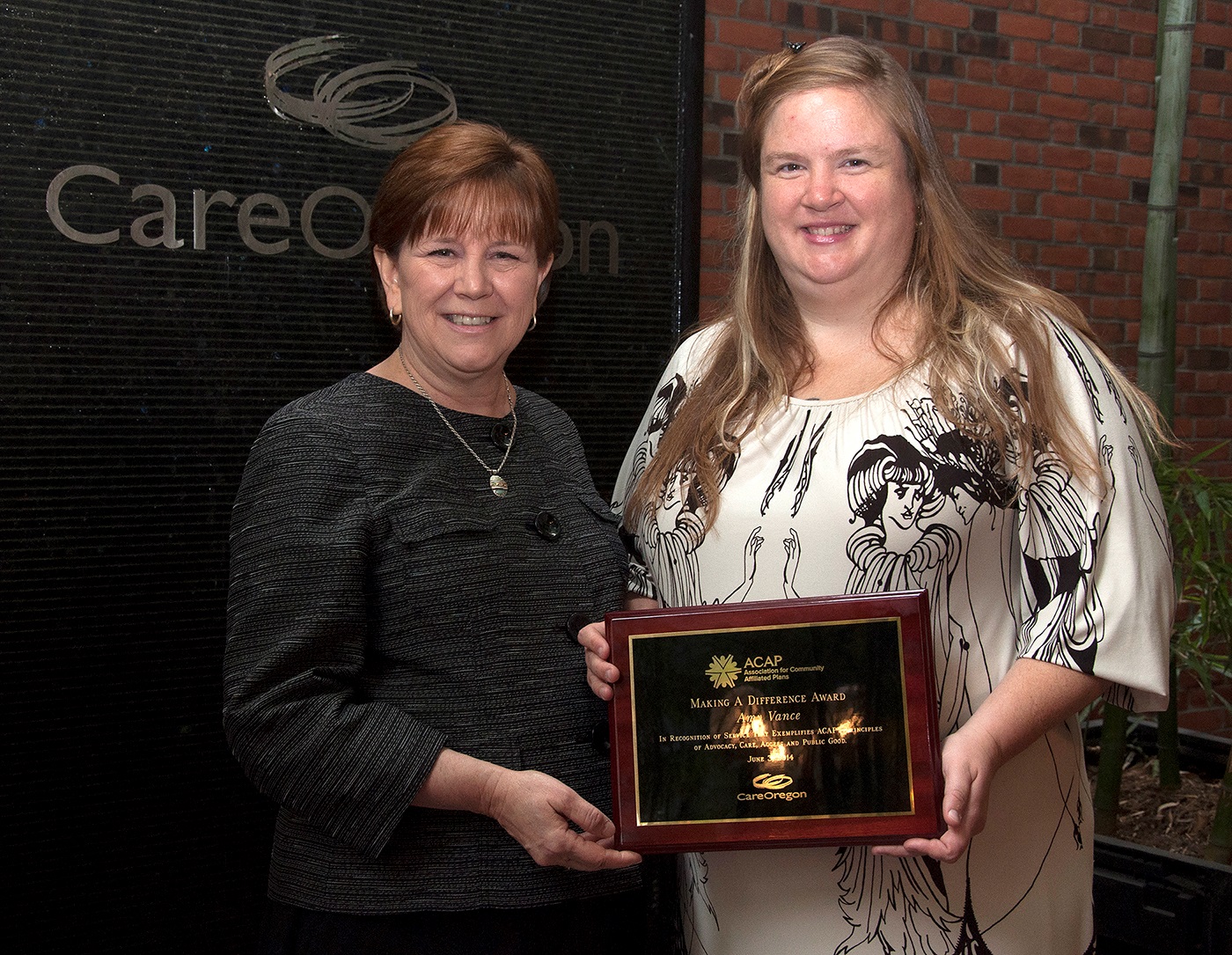 Amy Vance of CareOregon named 2014 winner of ACAP's Making a Difference Award